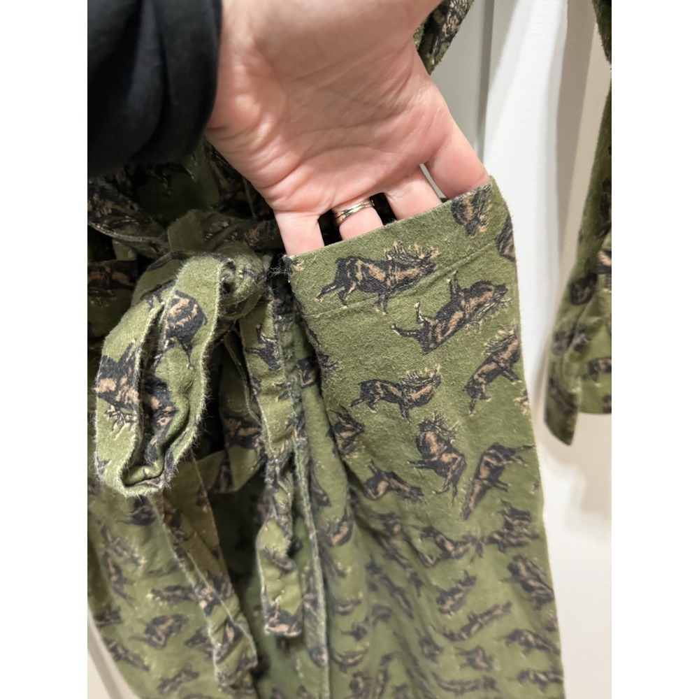 Joe Boxer Mens Elk Robe Long Sleeve Pockets Tie Cotton Flannel Cabincore Cottage - Picture 6 of 13